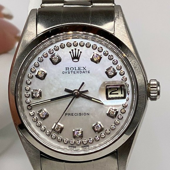 ROLEX OYSTER MIDSIZE 34MM WHITE DIAMONDS!!! - Picture 1 of 6